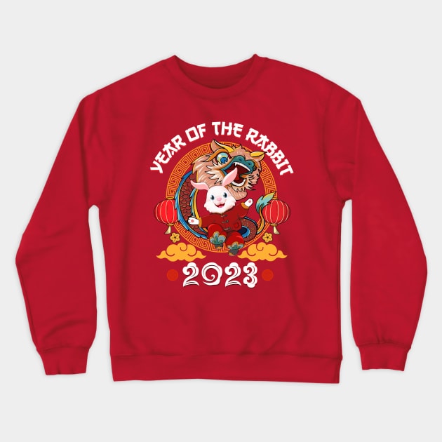 Year Of The Rabbit 2023 Chinese New Year 2023 Lion Dance Crewneck Sweatshirt by Jhon Towel